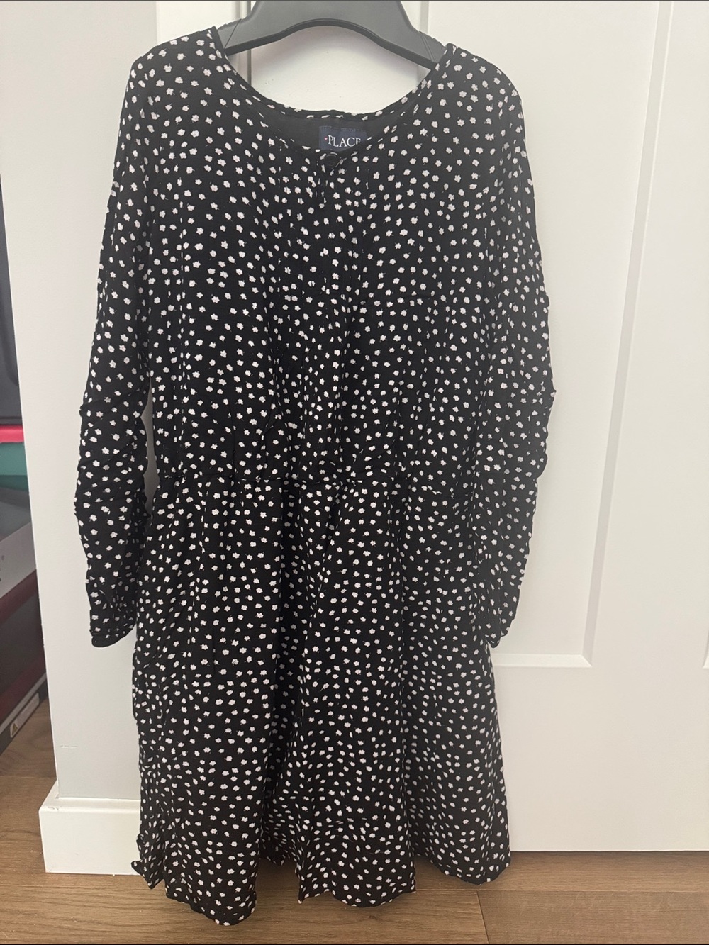 Girls Children’s Place TCP Flower Dress Black White Large 10/12